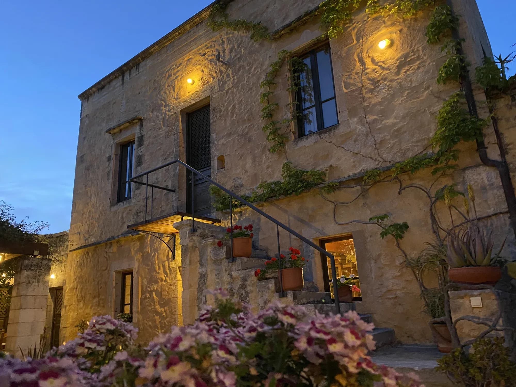 Villa Alexandrou exterior close-up at night